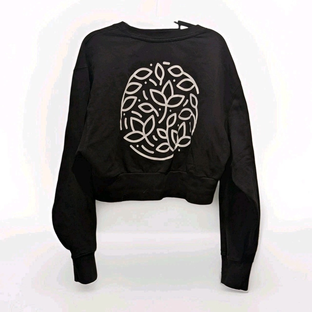 Botanical Streetwear Cropped Graphic Sweatshirt Black CAM XL Mandala Lounge